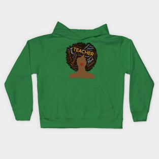 Black Teacher Natural Hair Afro Kids Hoodie